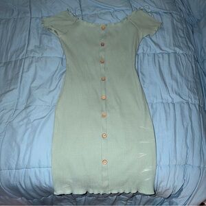 Ardene Light Green Off-Shoulder Mini Dress